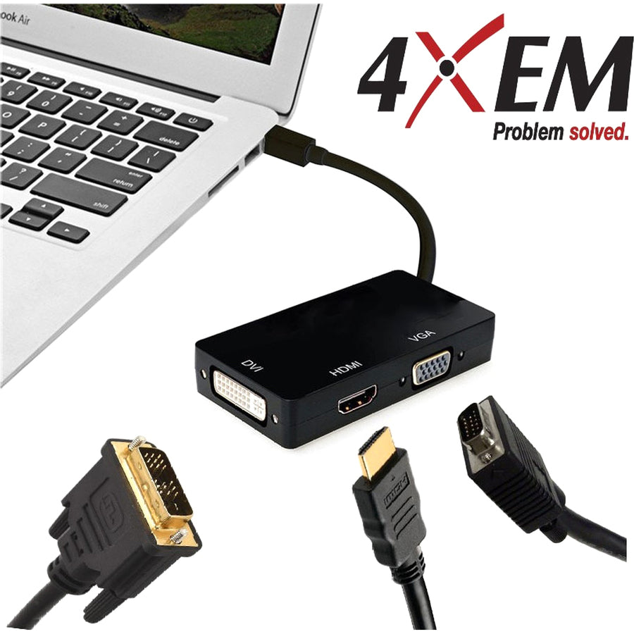 4XEM 3 In 1 Mini DisplayPort to HDMI DVI VGA Adapter 4XMDPHDMIDVIVGA