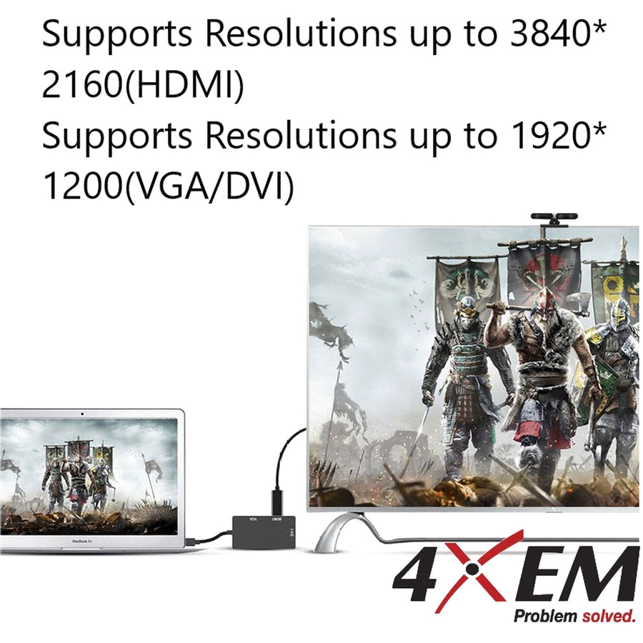 4XEM 3 In 1 Mini DisplayPort to HDMI DVI VGA Adapter 4XMDPHDMIDVIVGA