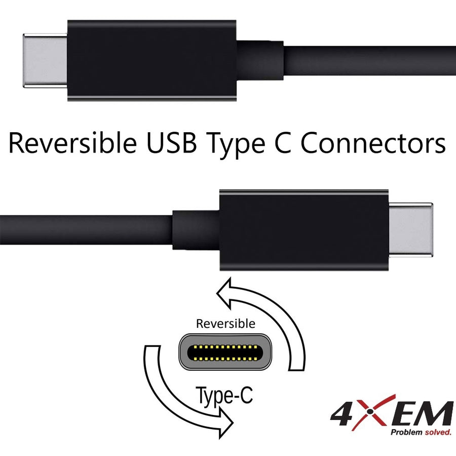 4XEM 3ft/1m USB-C TO USB-C Cable M/M USB 3.1 GEN 2 10 Gbps Black 4XUSBCC31G23