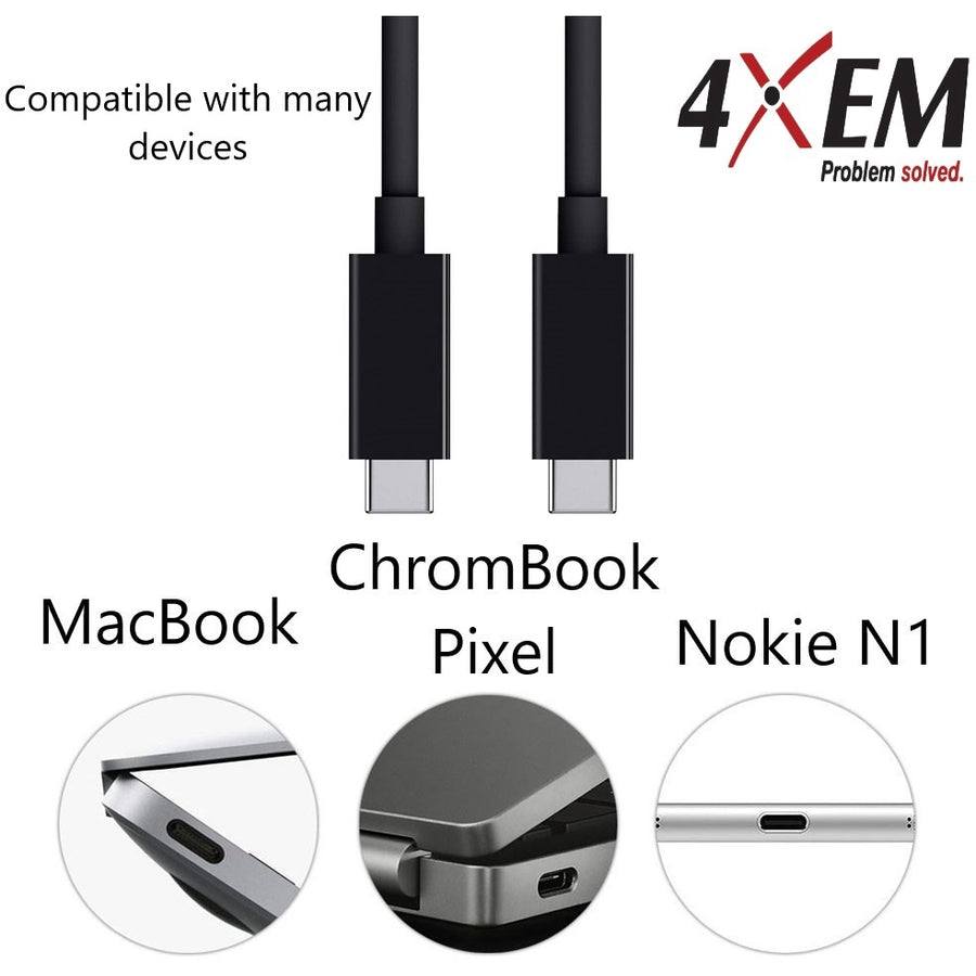 4XEM 3ft/1m USB-C TO USB-C Cable M/M USB 3.1 GEN 2 10 Gbps Black 4XUSBCC31G23