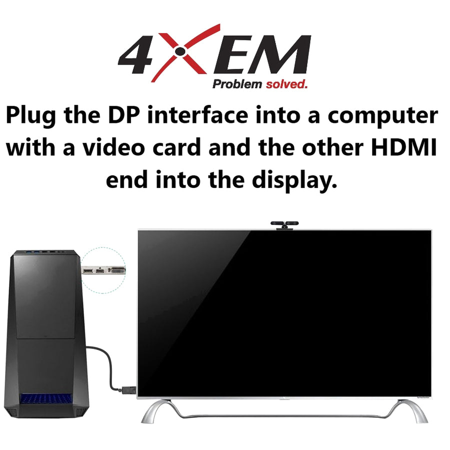 4XEM 4K Displayport to HDMI Cable 6ft 4XDPHDMI6FT4K