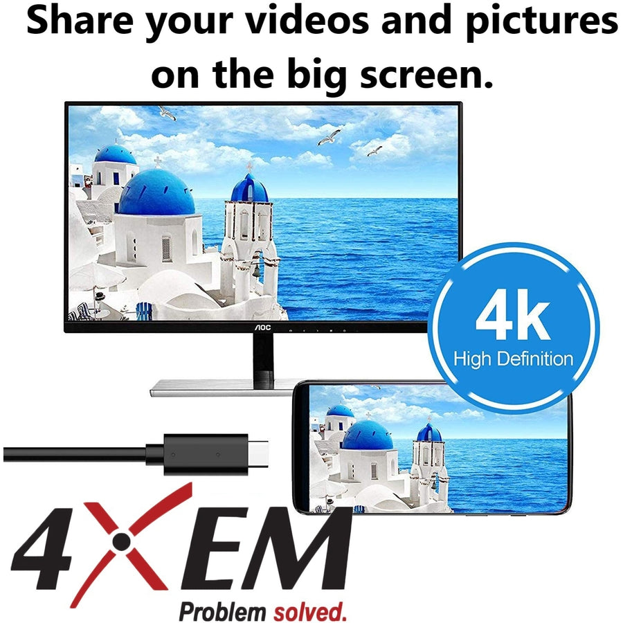 4XEM USB-C To USB-C Cable M/M USB 3.1 Gen 2 10GBPS 6FT Black 4XUSBCC31G26