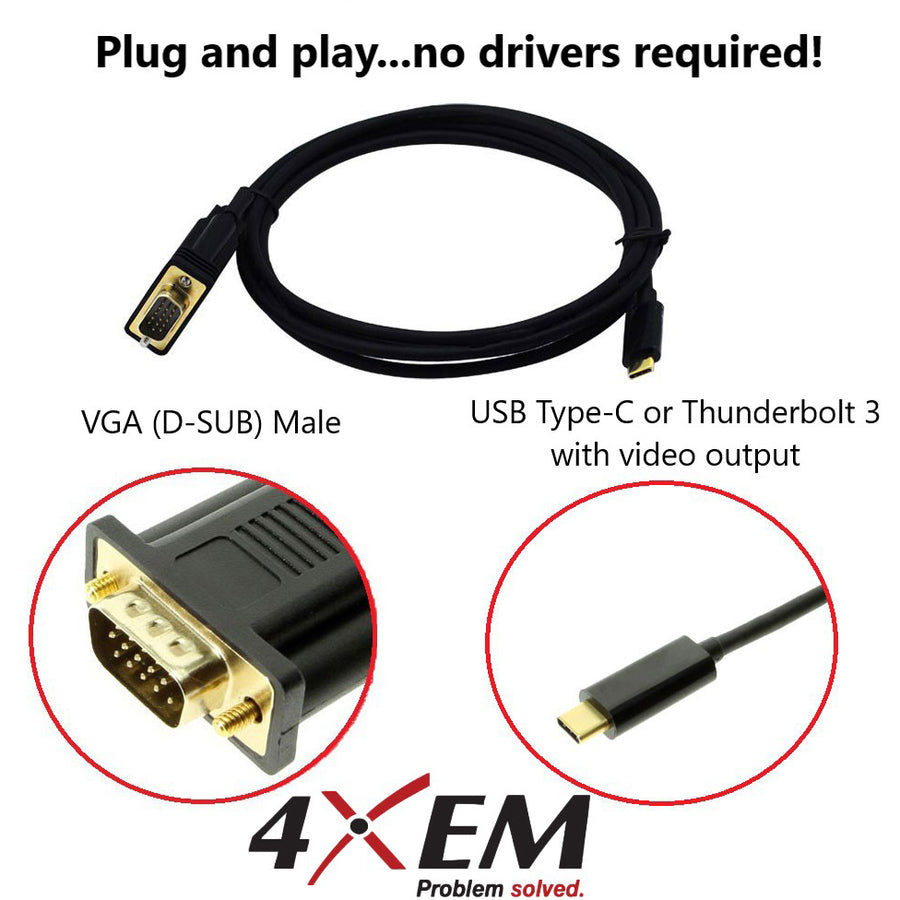4XEM USB-C to VGA Cable 4XUSBCVGA6B