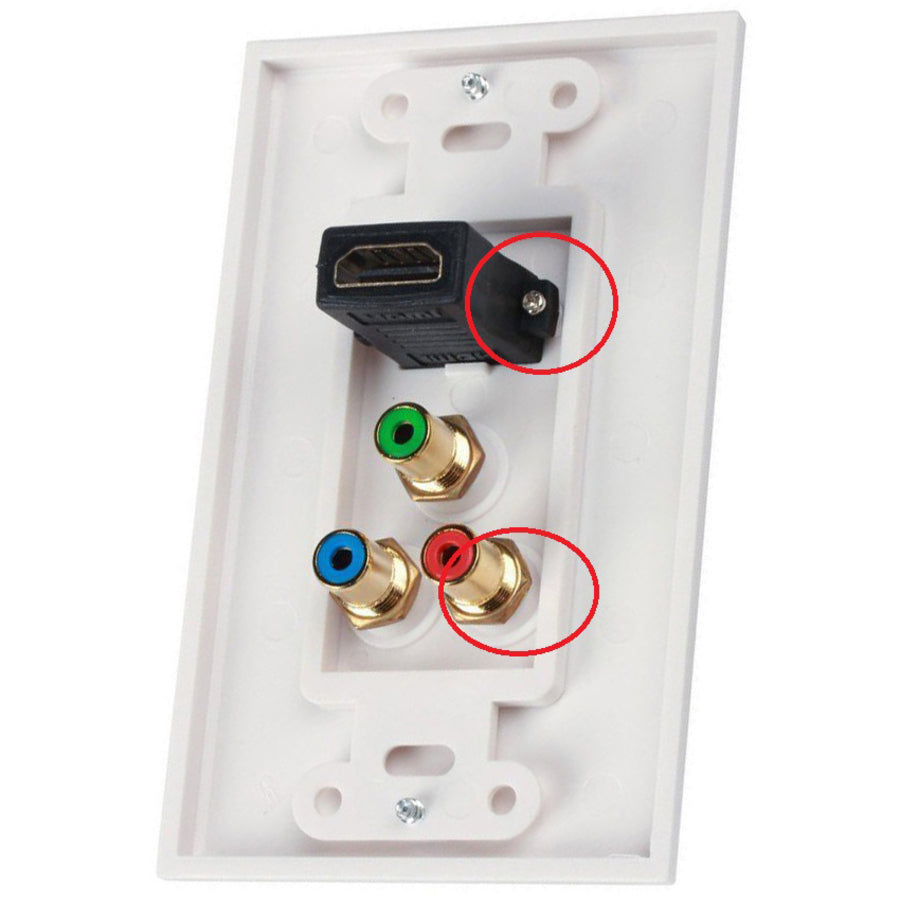 4Xem 1 Port Female Hdmi And Rca Audio/Video Wall Plate (White)