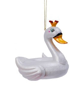 4.5 Inch Glass and Resin Pool Float Ornament - Swan