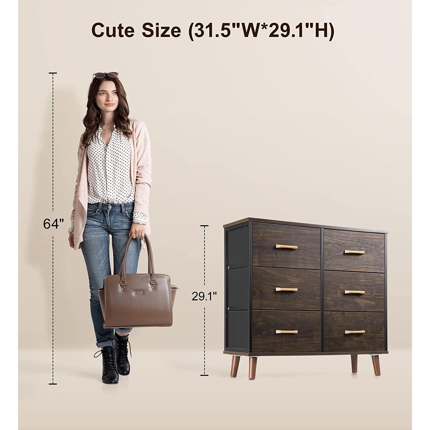 5 Drawer Dresser For Bedroom With Wood Top Storage