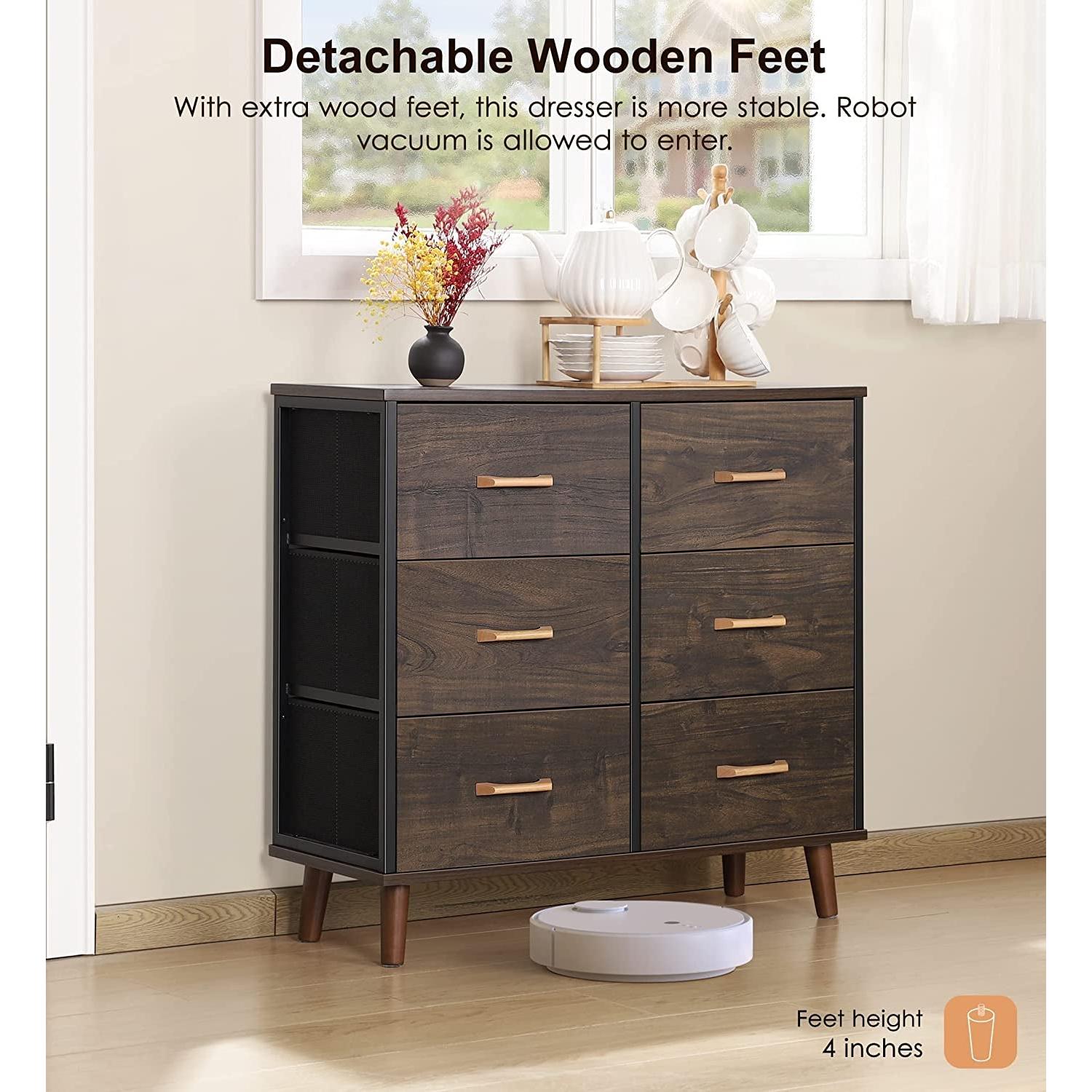 5 Drawer Dresser For Bedroom With Wood Top Storage