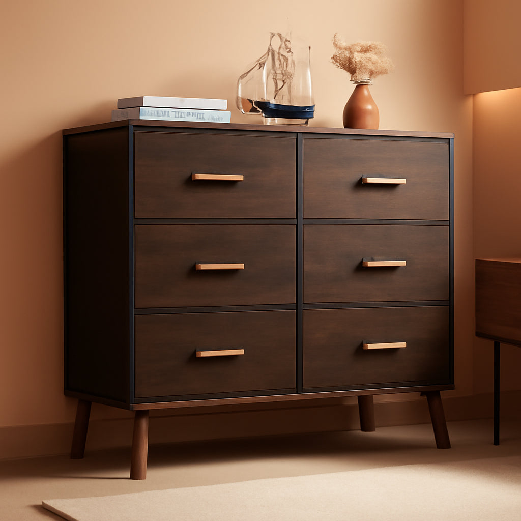 5 Drawer Dresser For Bedroom With Wood Top Storage