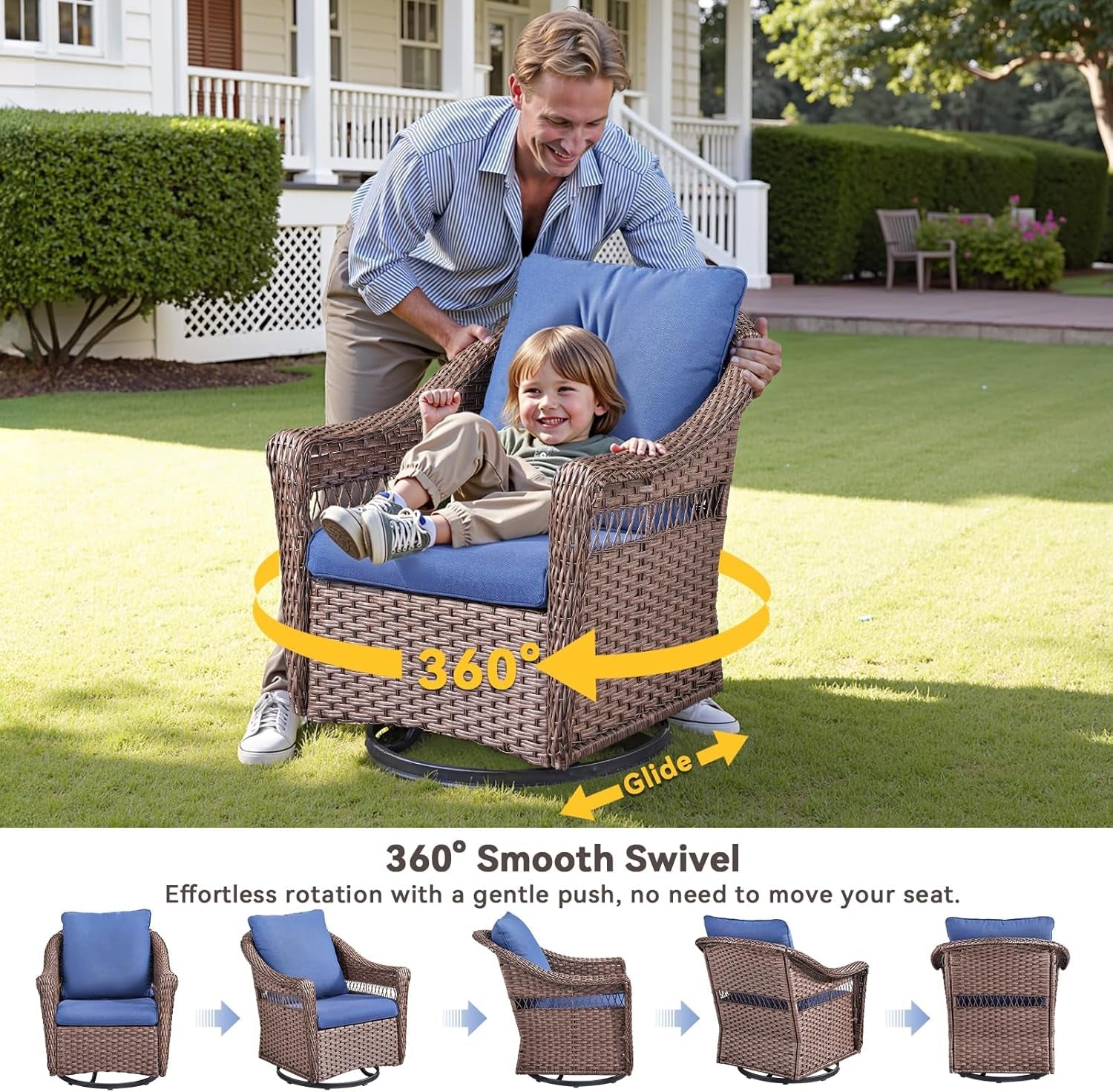 5-Piece Conversation Set in Dark Gray All-Weather Wicker