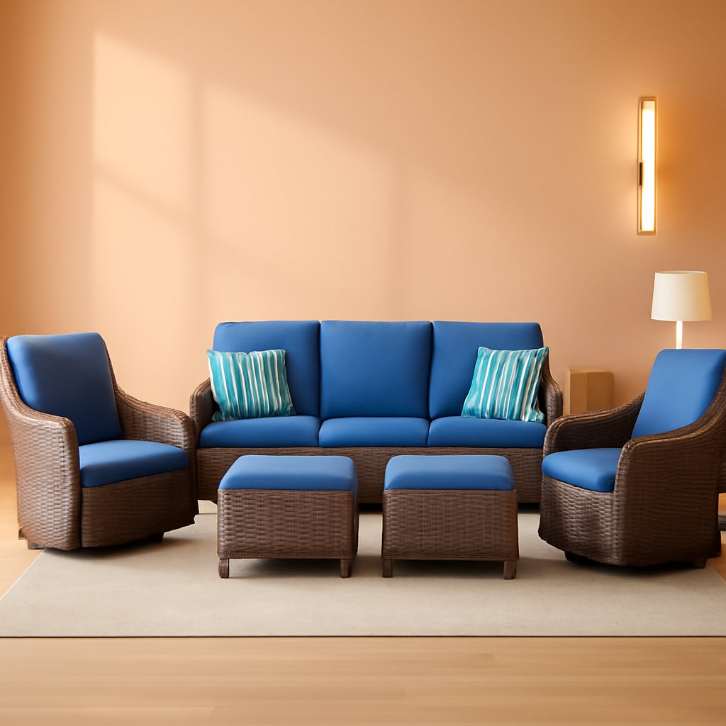 5-Piece Conversation Set in Dark Gray All-Weather Wicker