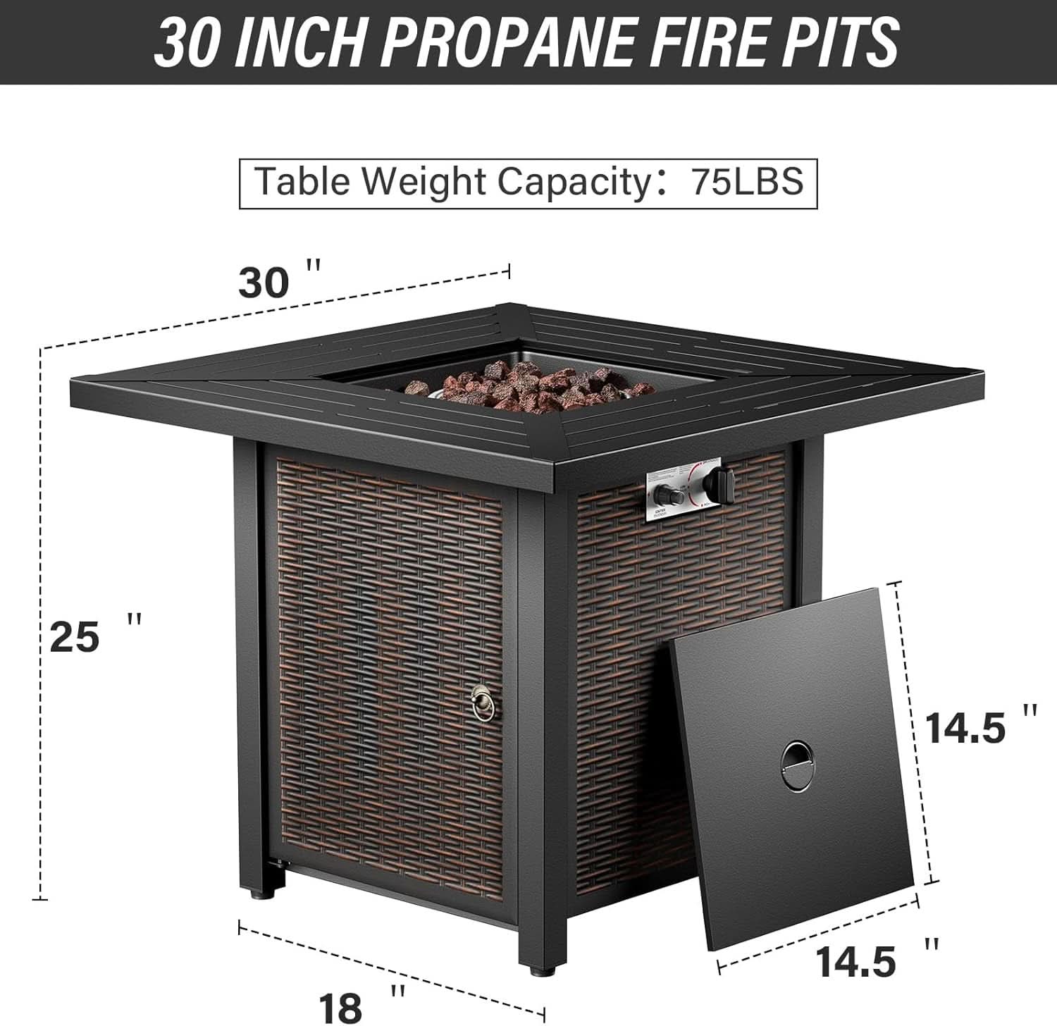 5 Piece Outdoor Patio Set With 50000 BTU Fire Pit Grey