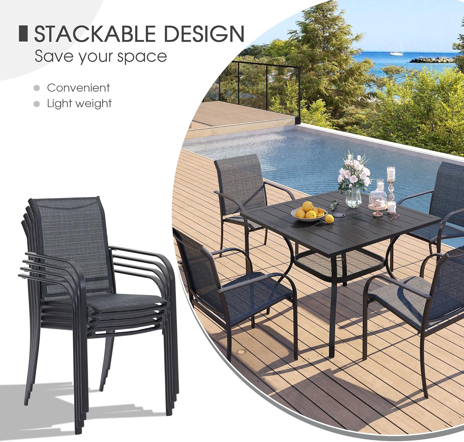 5-Piece Patio Dining Set With Square Table And Chairs