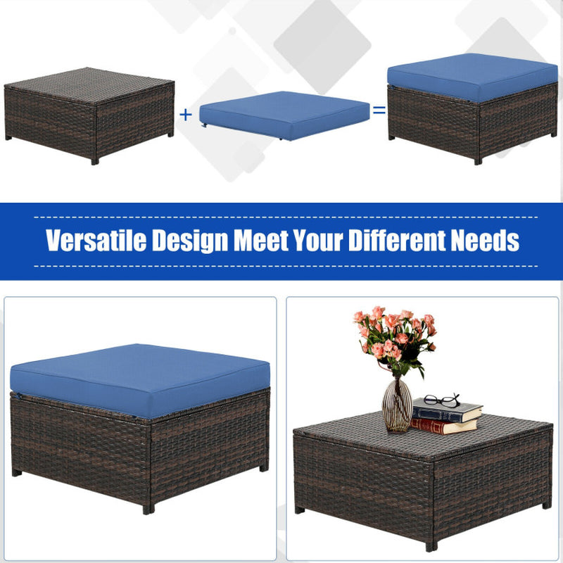 5 Piece Patio Rattan Furniture Set With Removable Cushions