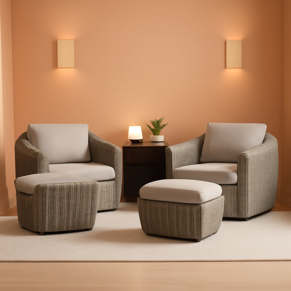 5 Piece Patio Wicker Furniture Set With Removable Cushions