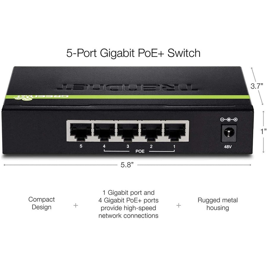 5-Port Gigabit PoE Switch - Power Over Ethernet Business Solutions | TRENDnet TPE-TG50g