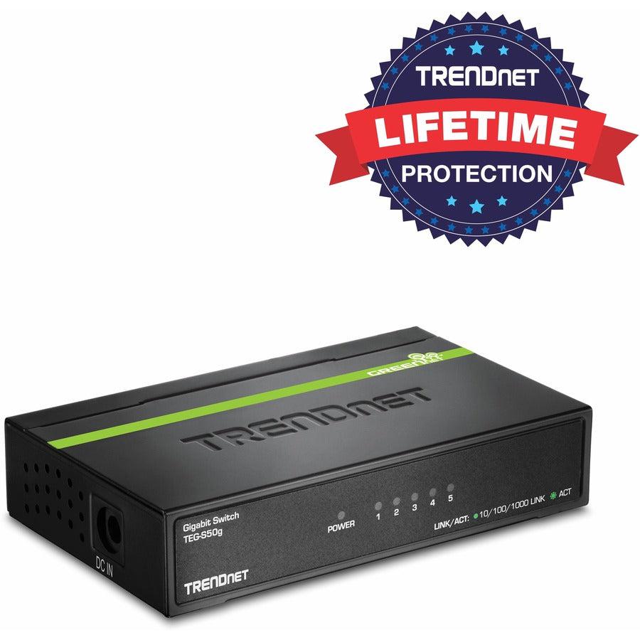 5 Port Gigabit Switch - Mini Network Switch Energy Efficient | TRENDnet TEG-S50G