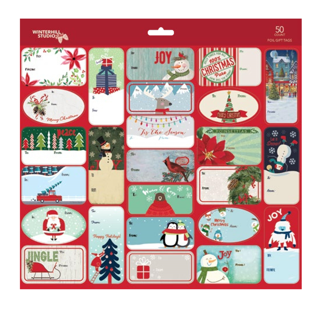 50 Count Peel and Stick Foil Gift Tags - 2 Sheet