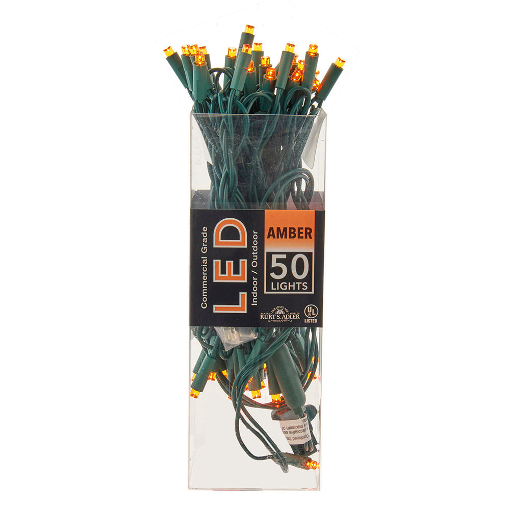 50-Light 5MM Amber Green Wire Light Set