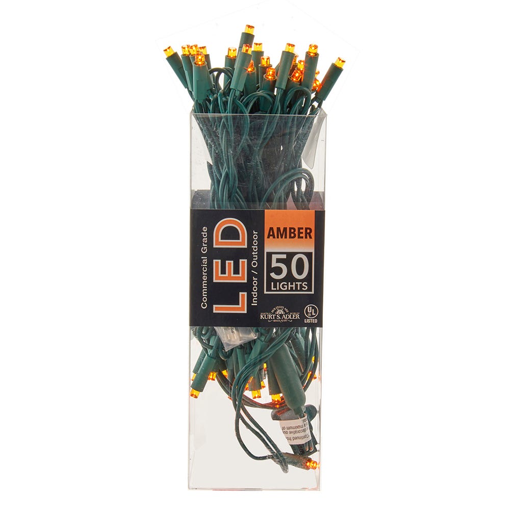 50-Light 5MM Amber Green Wire Light Set