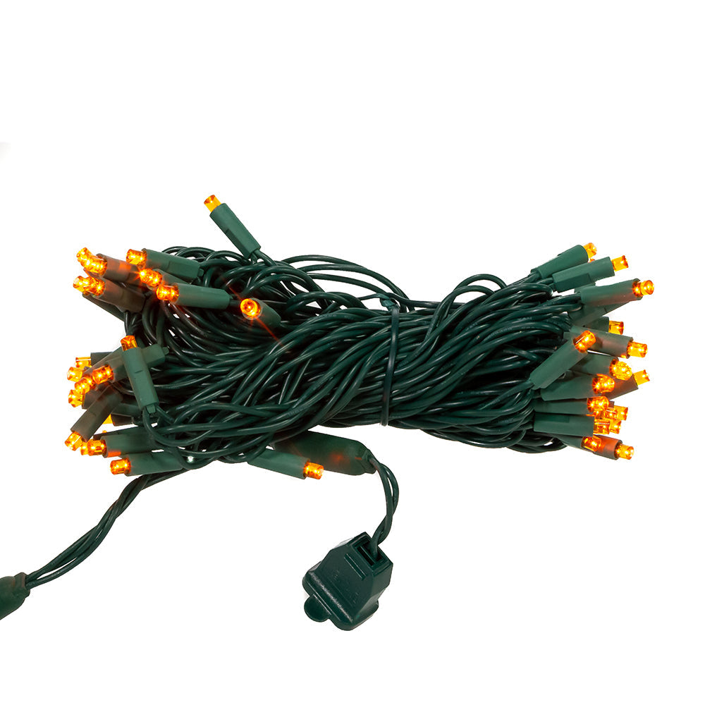 50-Light 5MM Amber Green Wire Light Set