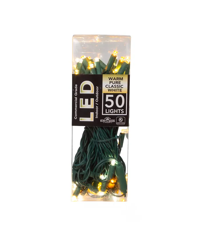 50-Light 5MM LED Green Wire Light Set - 'Silver & Gold'