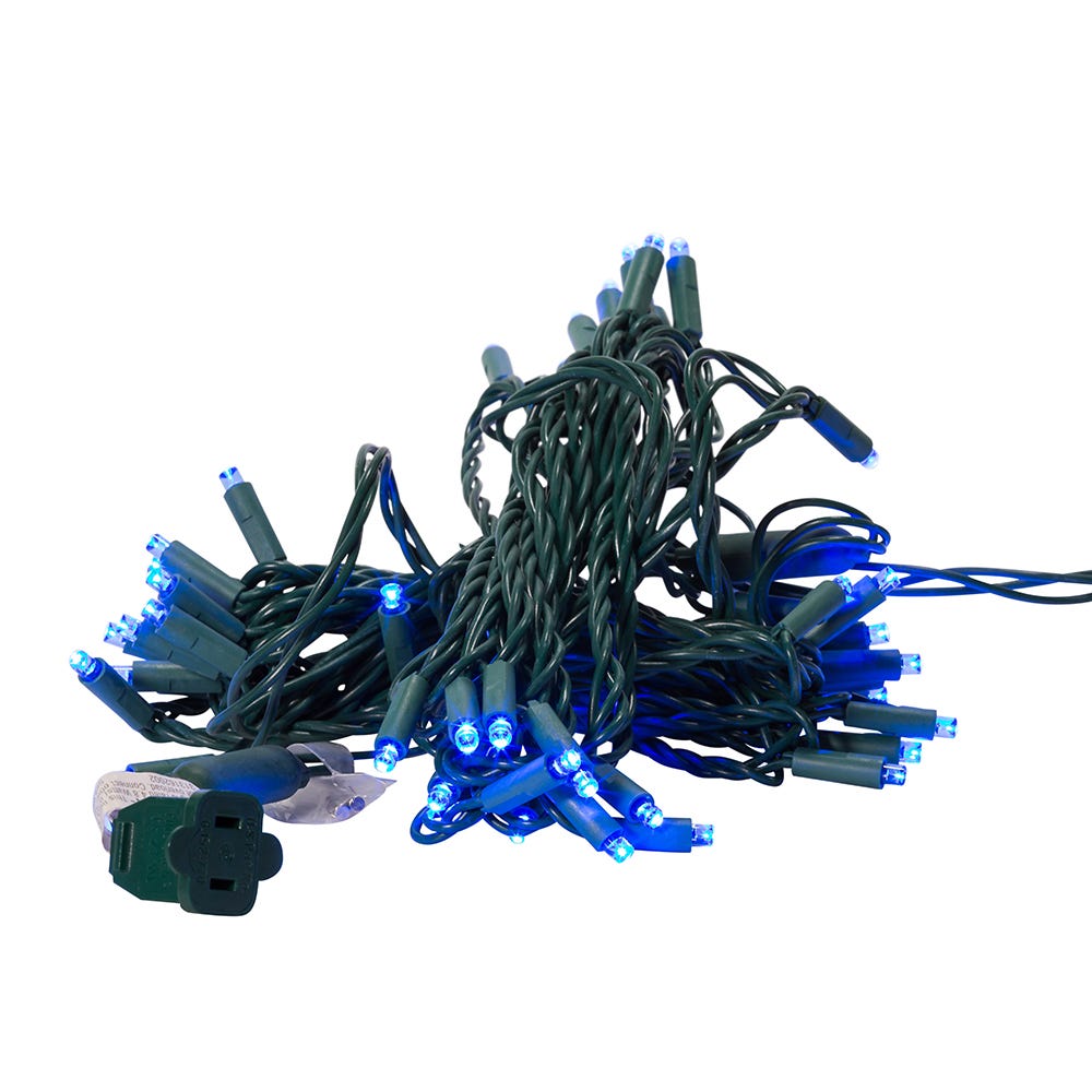 50-Light 5mm Blue LED Green Wire Light Set