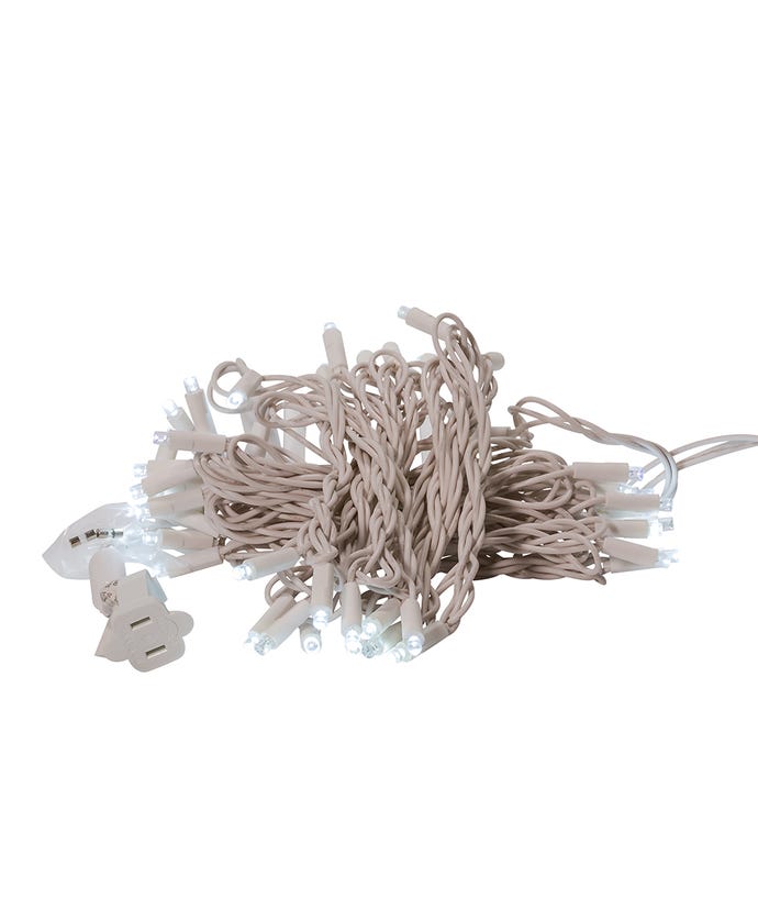 50-Light 5mm Cool White Twinkle LED White Wire Light Set