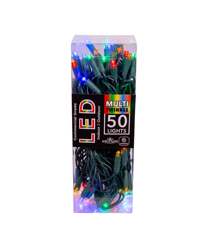 50-Light 5mm Multi-Color Twinkle LED Green Wire Light Set