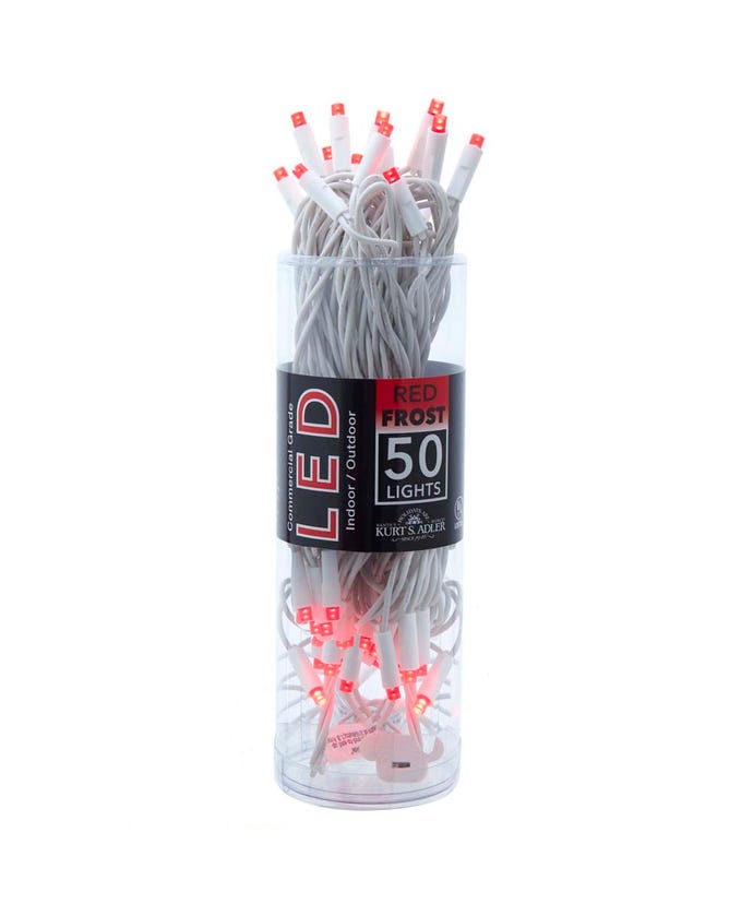 50-Light 5mm Red Frosted LED White Wire Light Set
