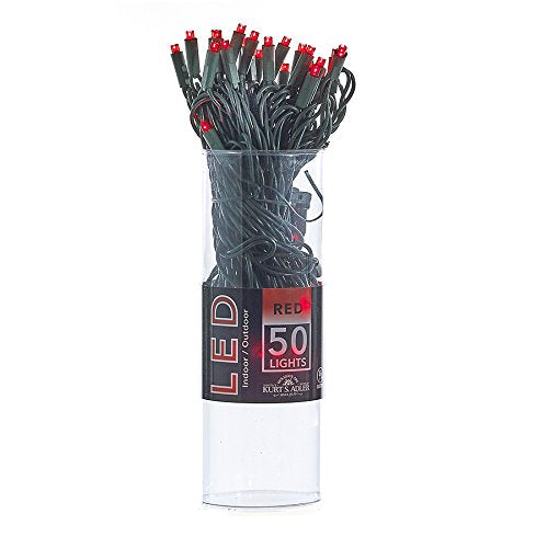 50-Light 5mm Red LED Green Wire Light Set