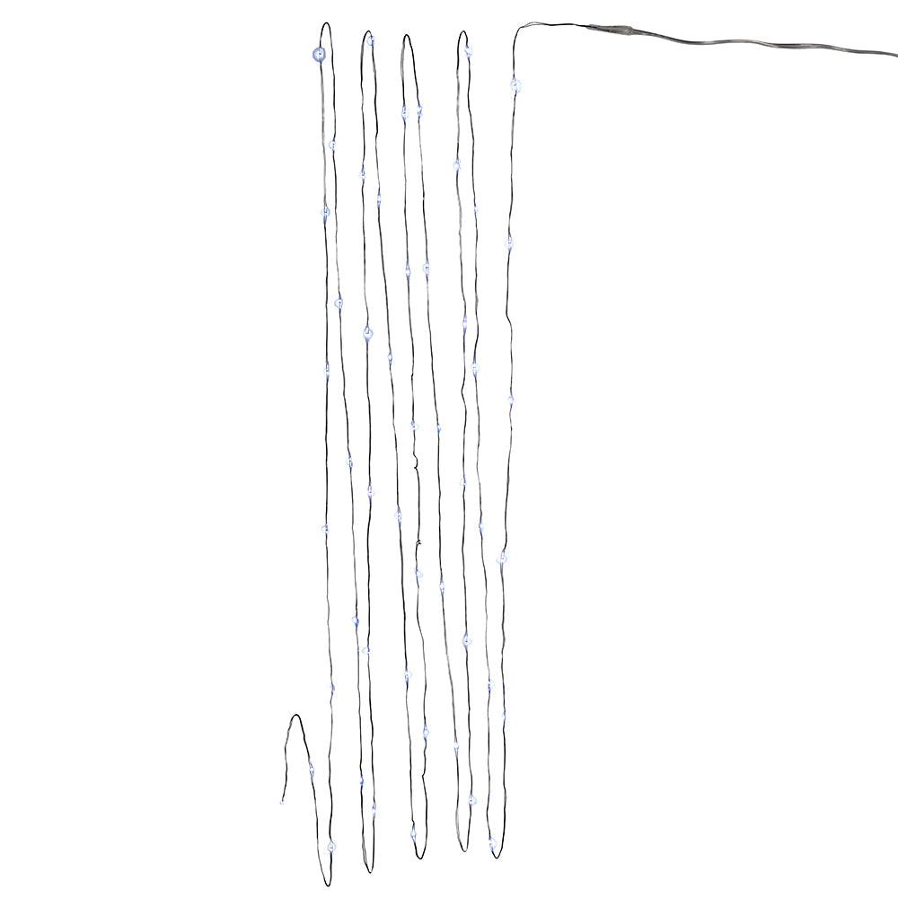 50-Light Battery-Operated Cool White LED Green Wire Fairy Lights