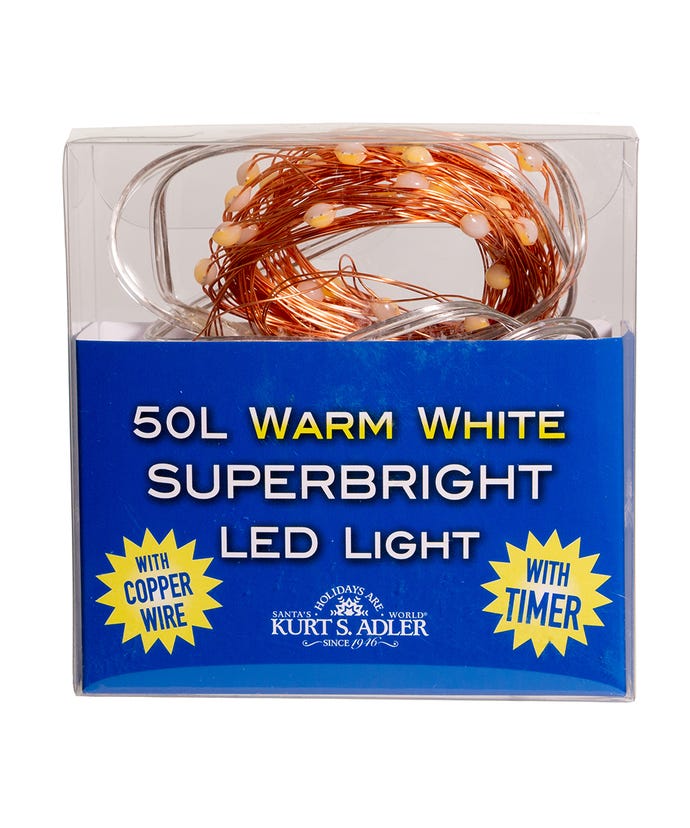 50-Light Battery-Operated Warm White Superbright LED Light Set