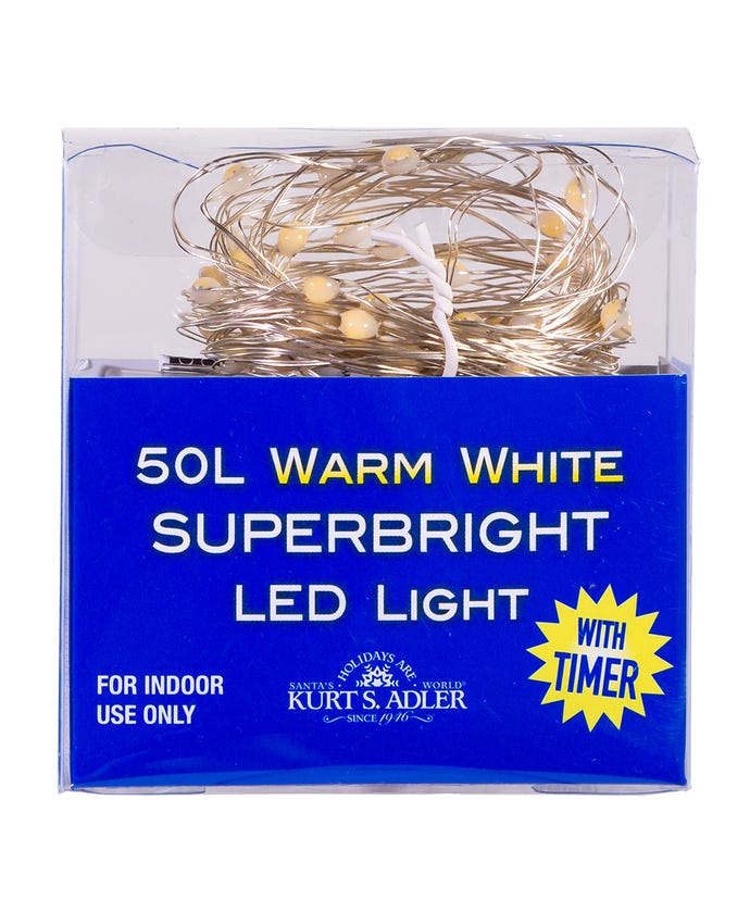 50-Light Battery-Operated Warm White Superbright LED Light Set