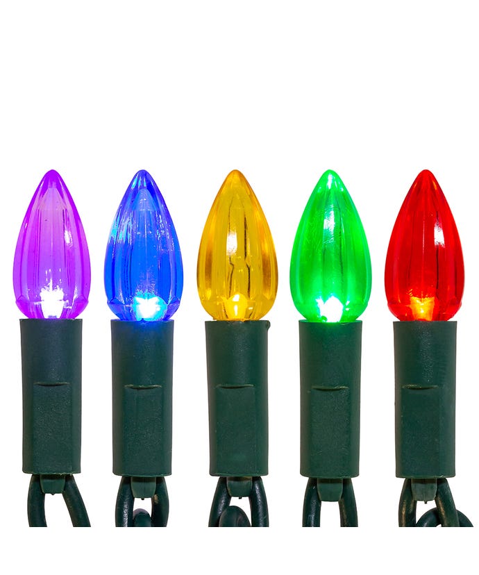 50-Light C3 Diamond Multi-Color LED Green Wire Light Set