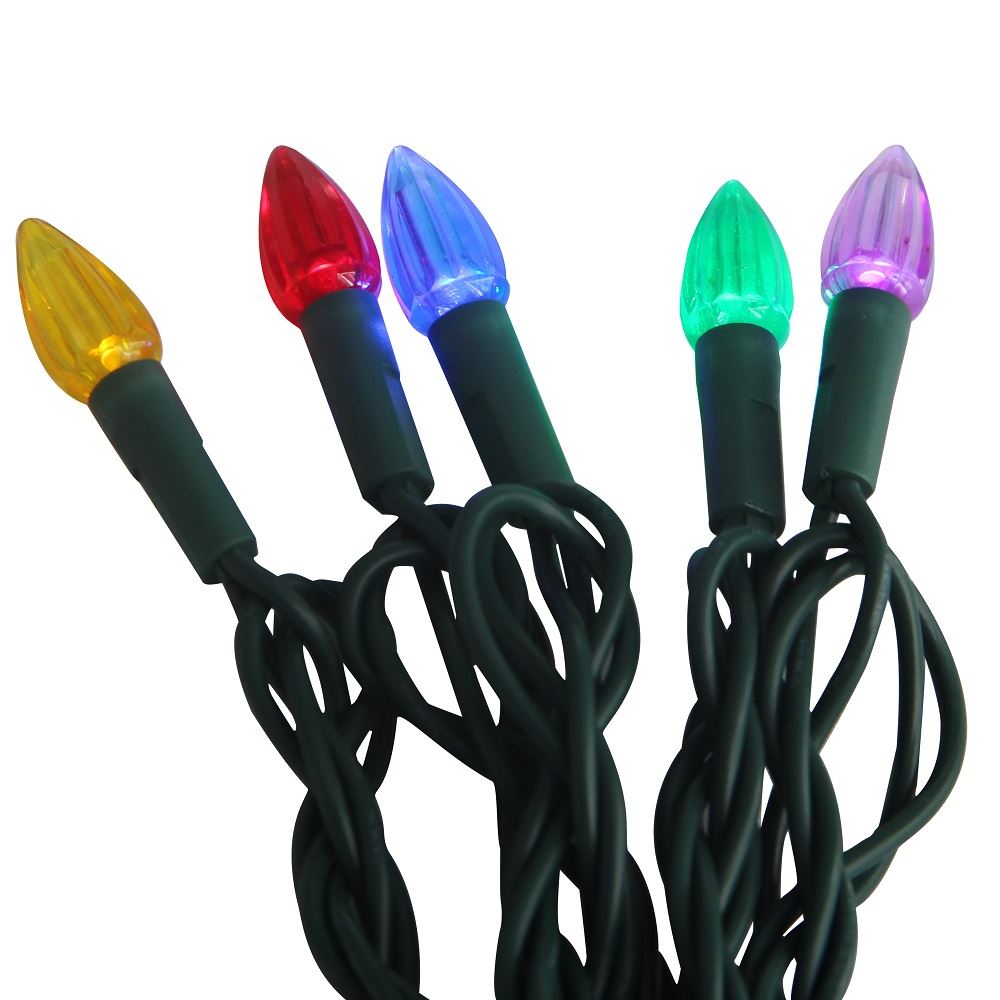 50-Light C3 Diamond Multi-Color LED Green Wire Light Set