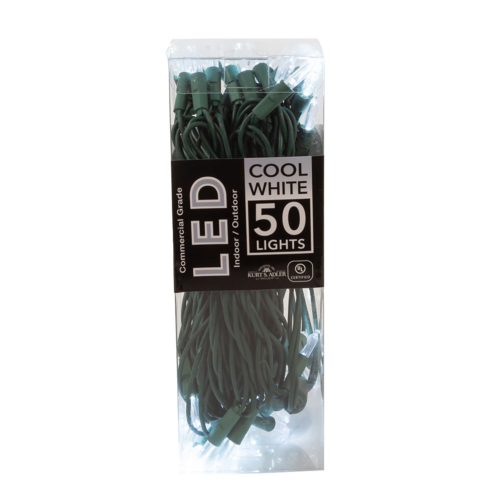 50-Light Cool White Nostalgic LED Green Wire Light Set