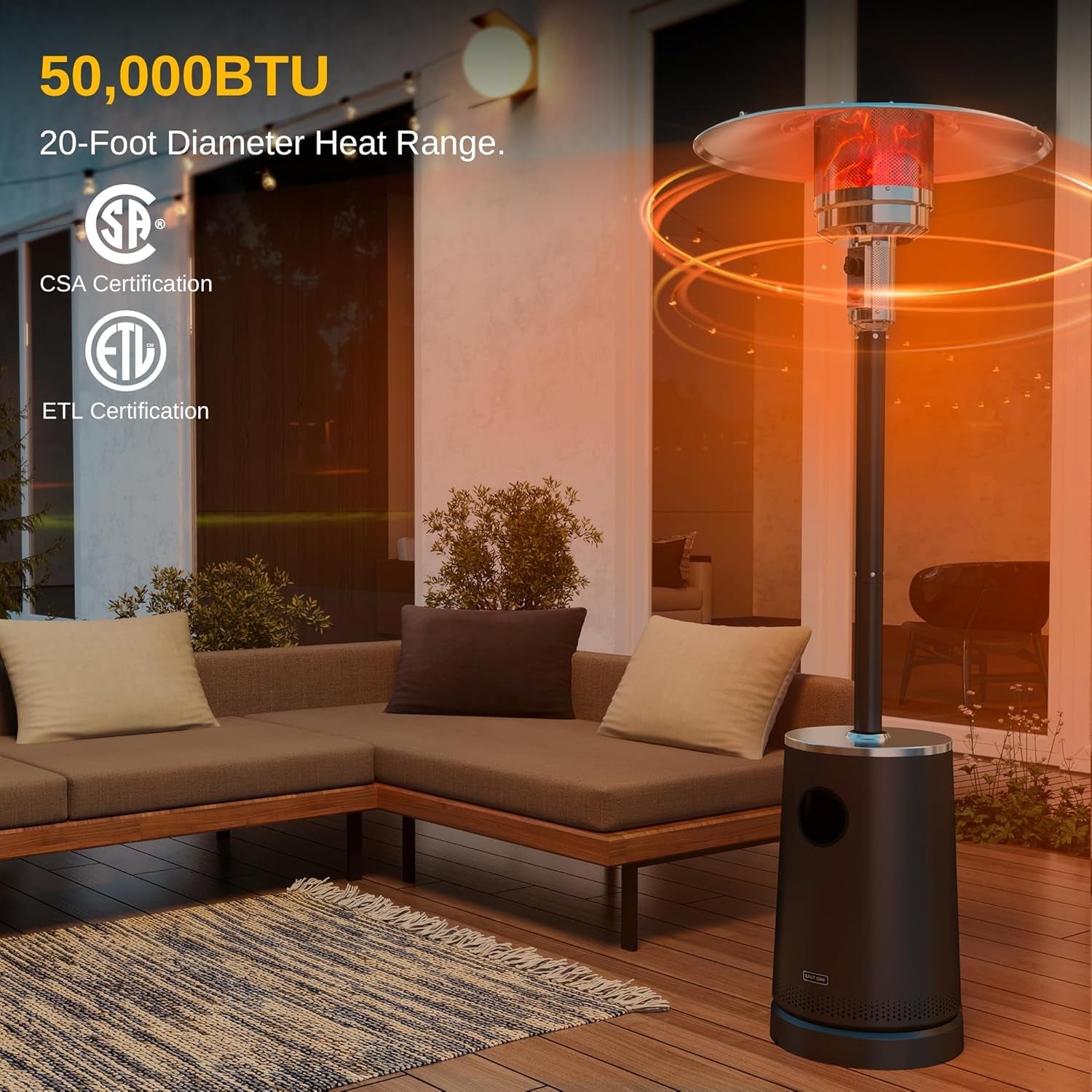 50,000 BTU Outdoor Patio Heater With Table Design Feature
