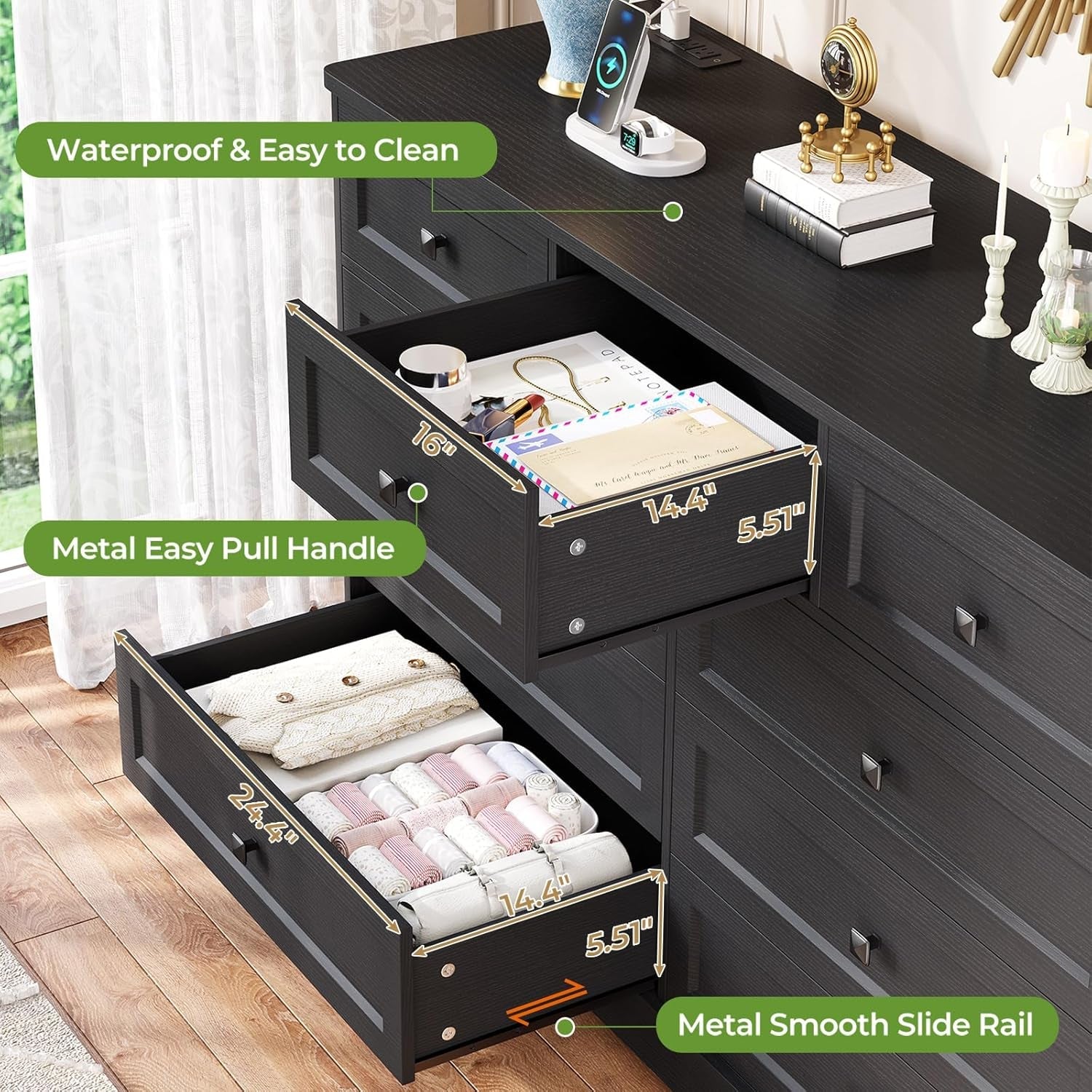 51.2 Inch Wide Dresser With Charging Station For Bedroom