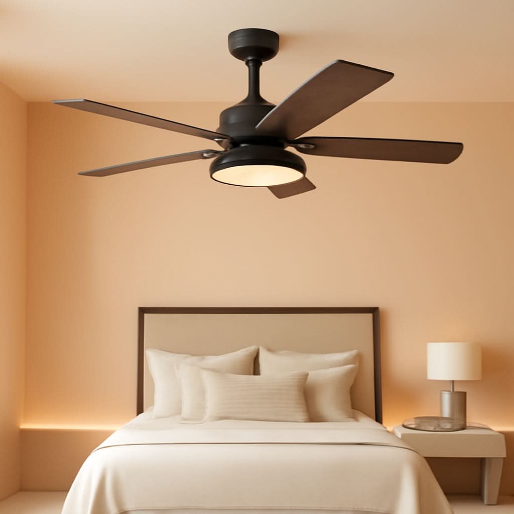 52 Inch Black Ceiling Fan With Lights Remote Control