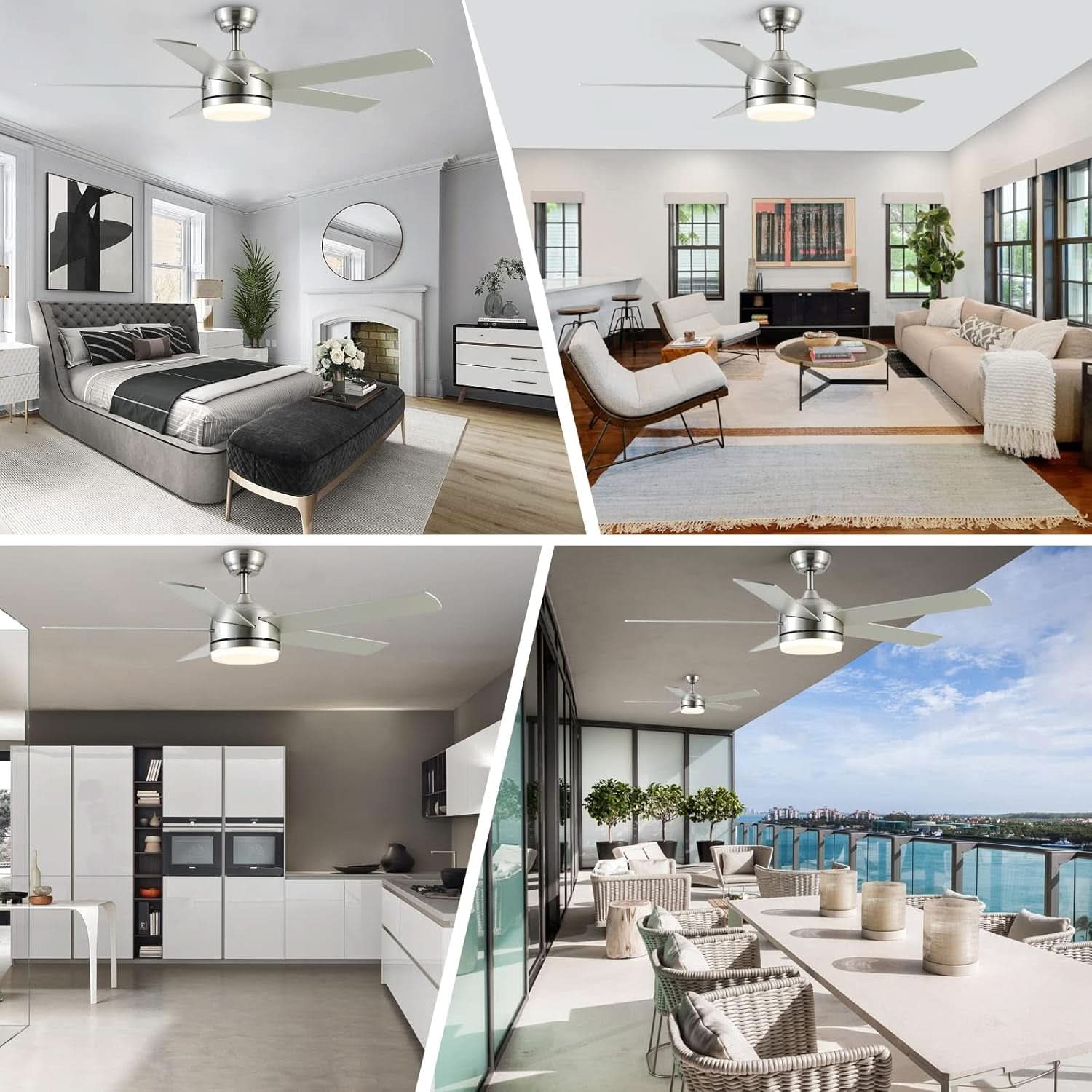 52 Inch Brushed Nickel Ceiling Fan With Remote Control