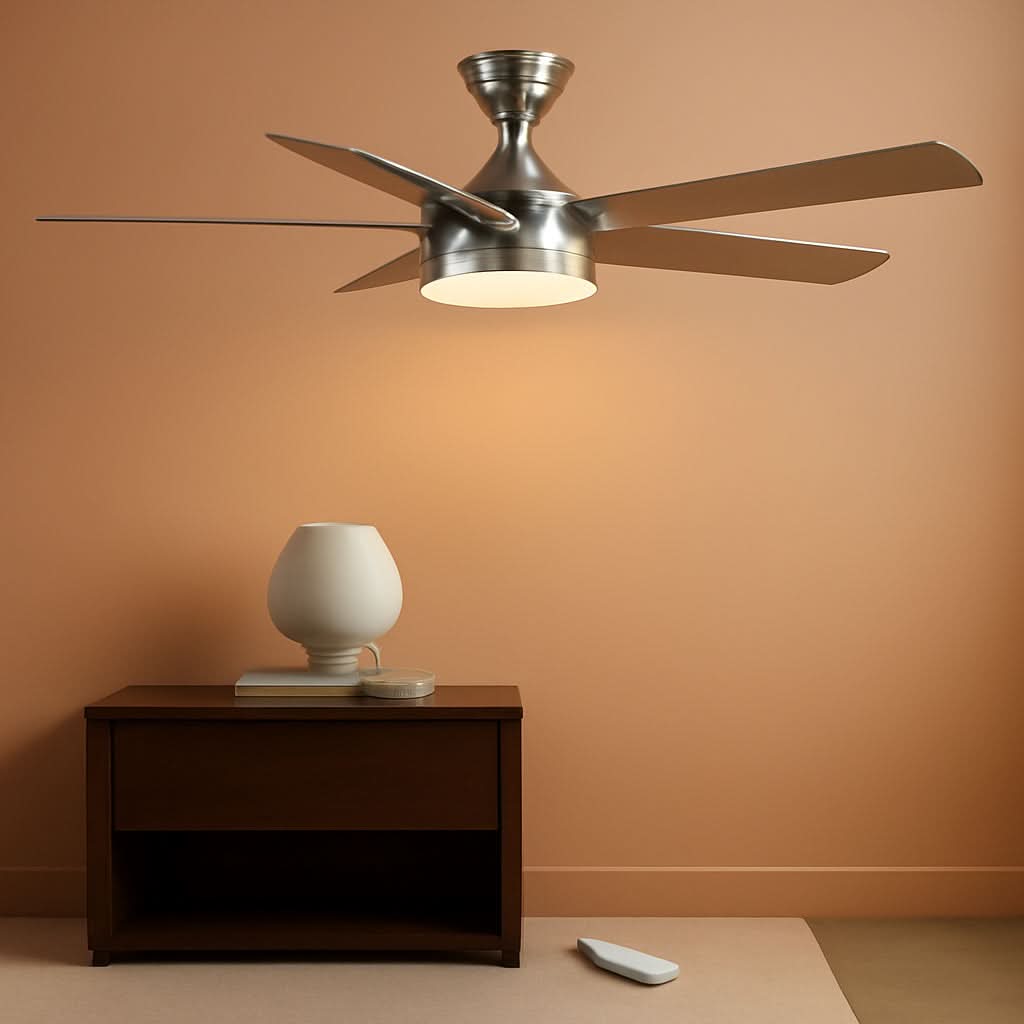 52 Inch Brushed Nickel Ceiling Fan With Remote Control