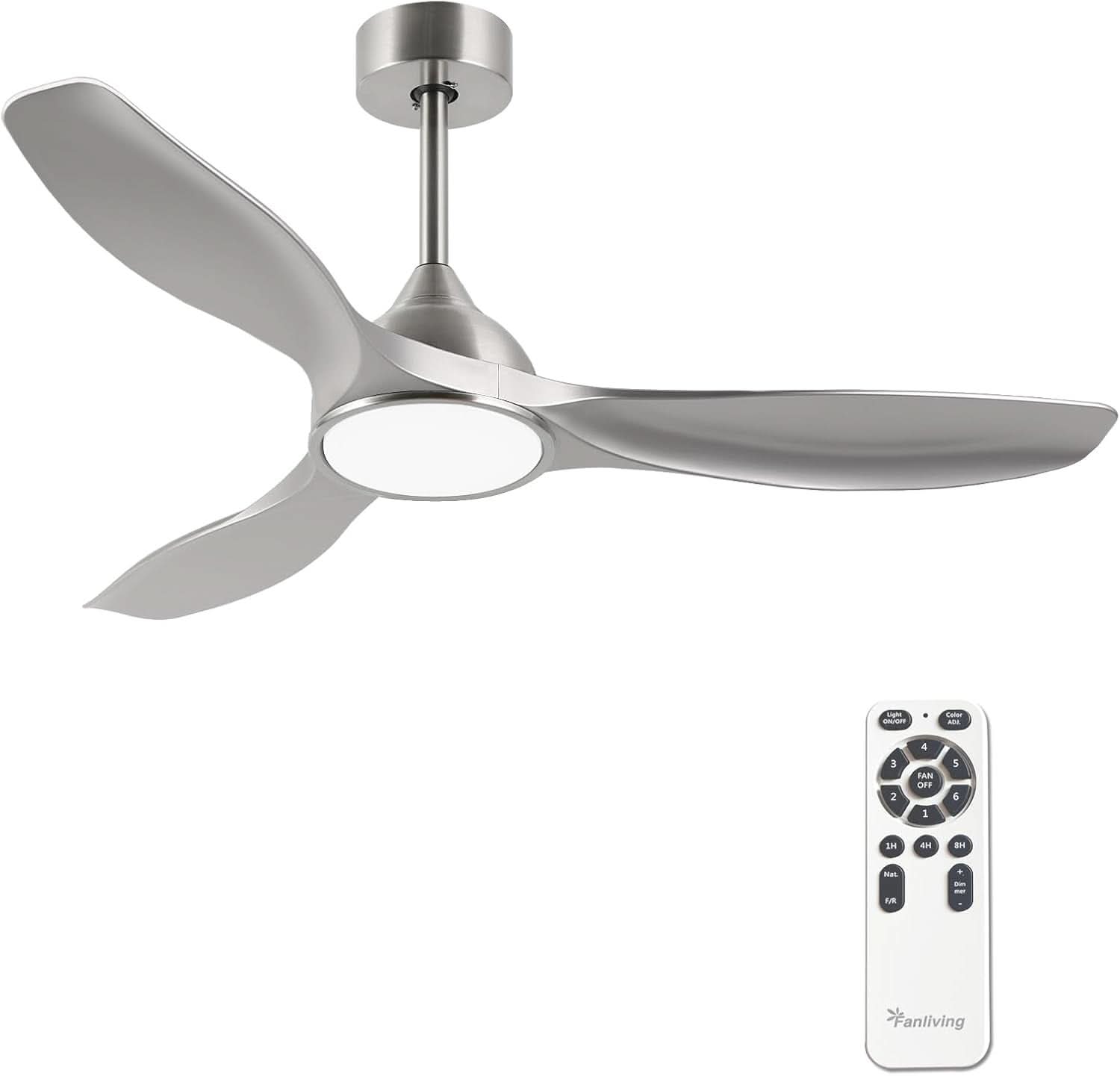 52 Inch Quiet DC Motor Ceiling Fan With LED Lights Remote Control