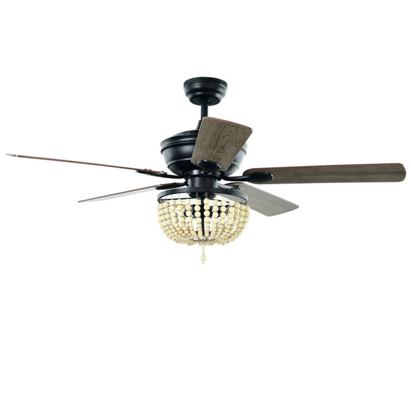 52 Inch Retro Ceiling Fan With Remote And Reversible Blades