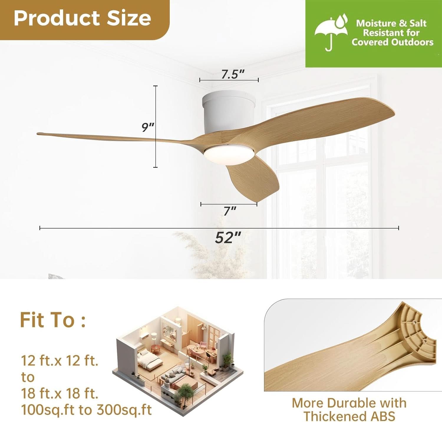 52 Inch Smart Ceiling Fan With Lights Remote App Control