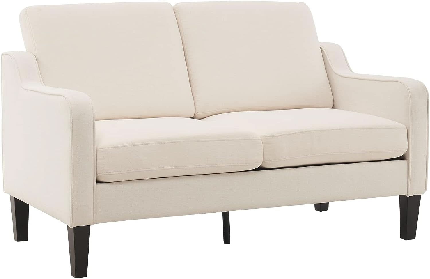 53 Inch Light Grey Mid Century Modern Loveseat Scooped Arms