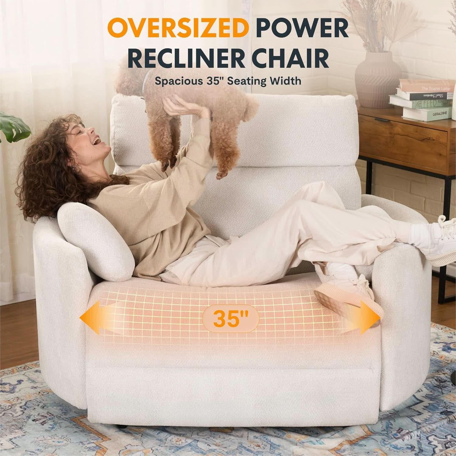 54 Inch Power Recliner Chair With USB Type C Ports Gray