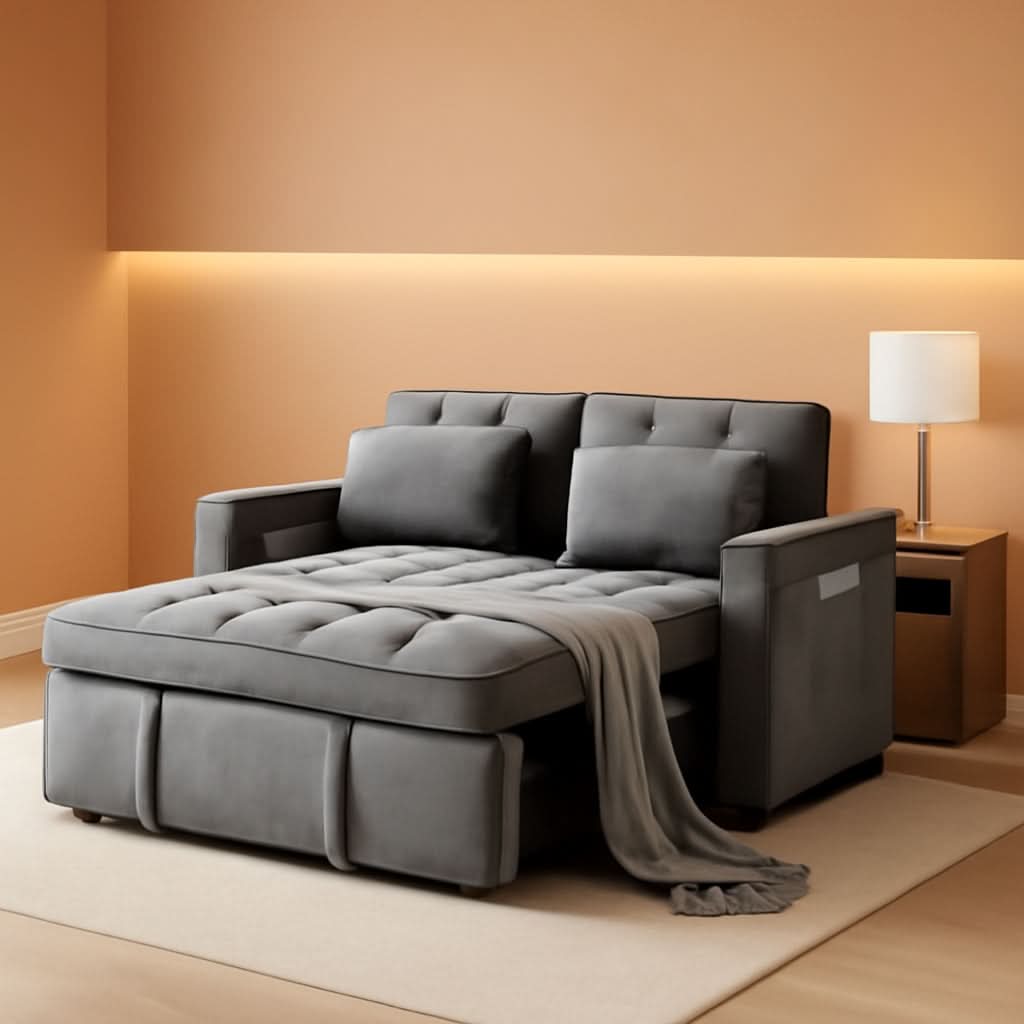 54 Inches Convertible Sofa Bed With Adjustable Backrest