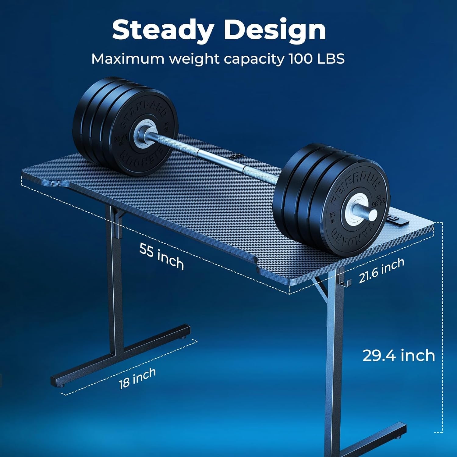 55 Inch Gaming Desk With LED Lights For Gaming Setup