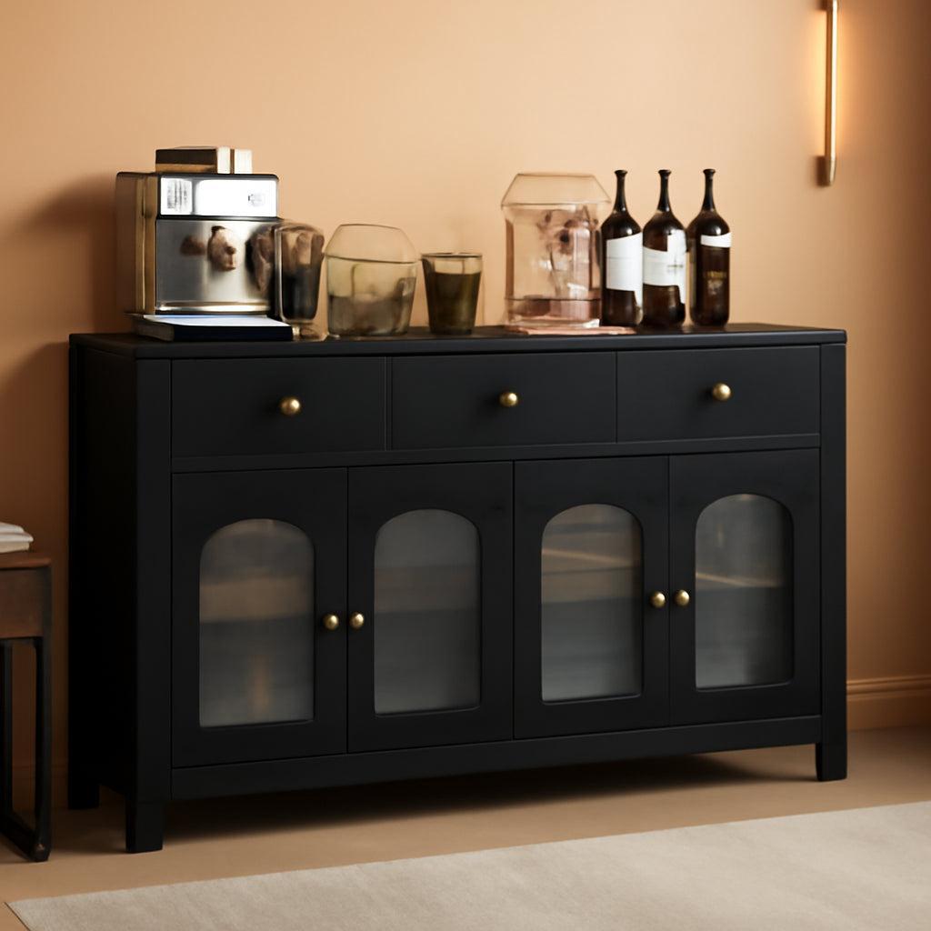 55-Inch Matte Black Sideboard Buffet For Dining Room Storage