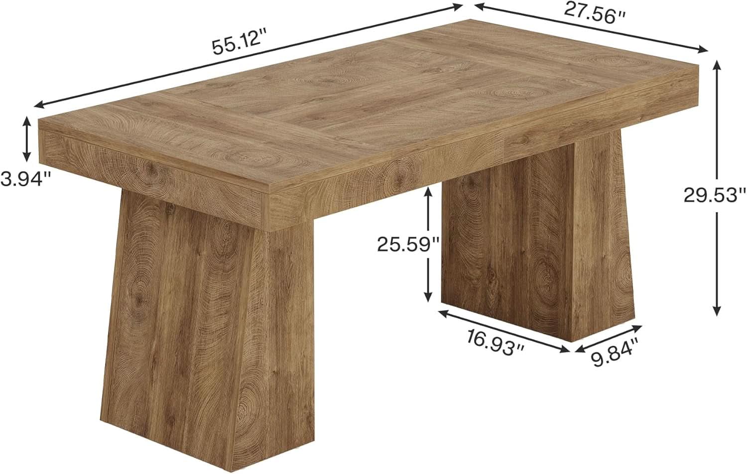 55 Inch Yellow Dining Table For Kitchen And Dining